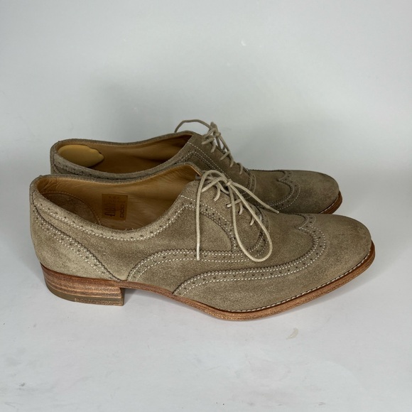 n.d.c. made by hand Shoes Oxfords Wing Tip Women Size 37.5 US 6.5 Brown Suede - Picture 5 of 16